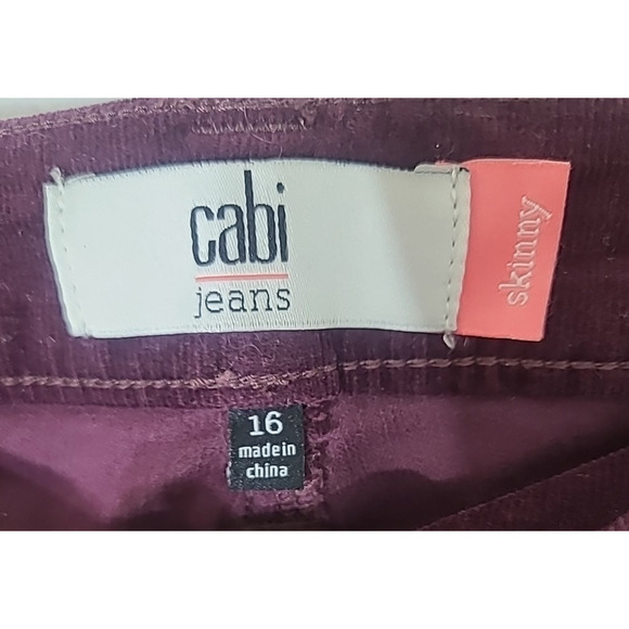 Cabi Brushed Corduroy Skinny Pants #3197 Women's 16 Purple Wine Plum Pockets - Picture 4 of 5